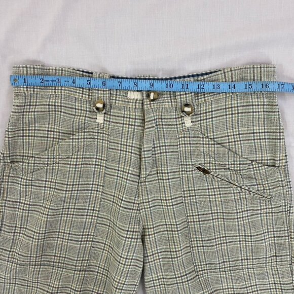 Brown Sound Plaid Linen Shorts Men's Size 32 Zip Pockets Summer - Picture 9 of 13
